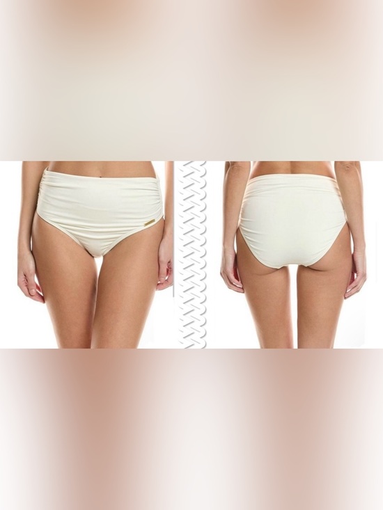 Vince Camuto Other - Vince Camuto Cream High-Waist Ruched Bikini Bottom Size Medium